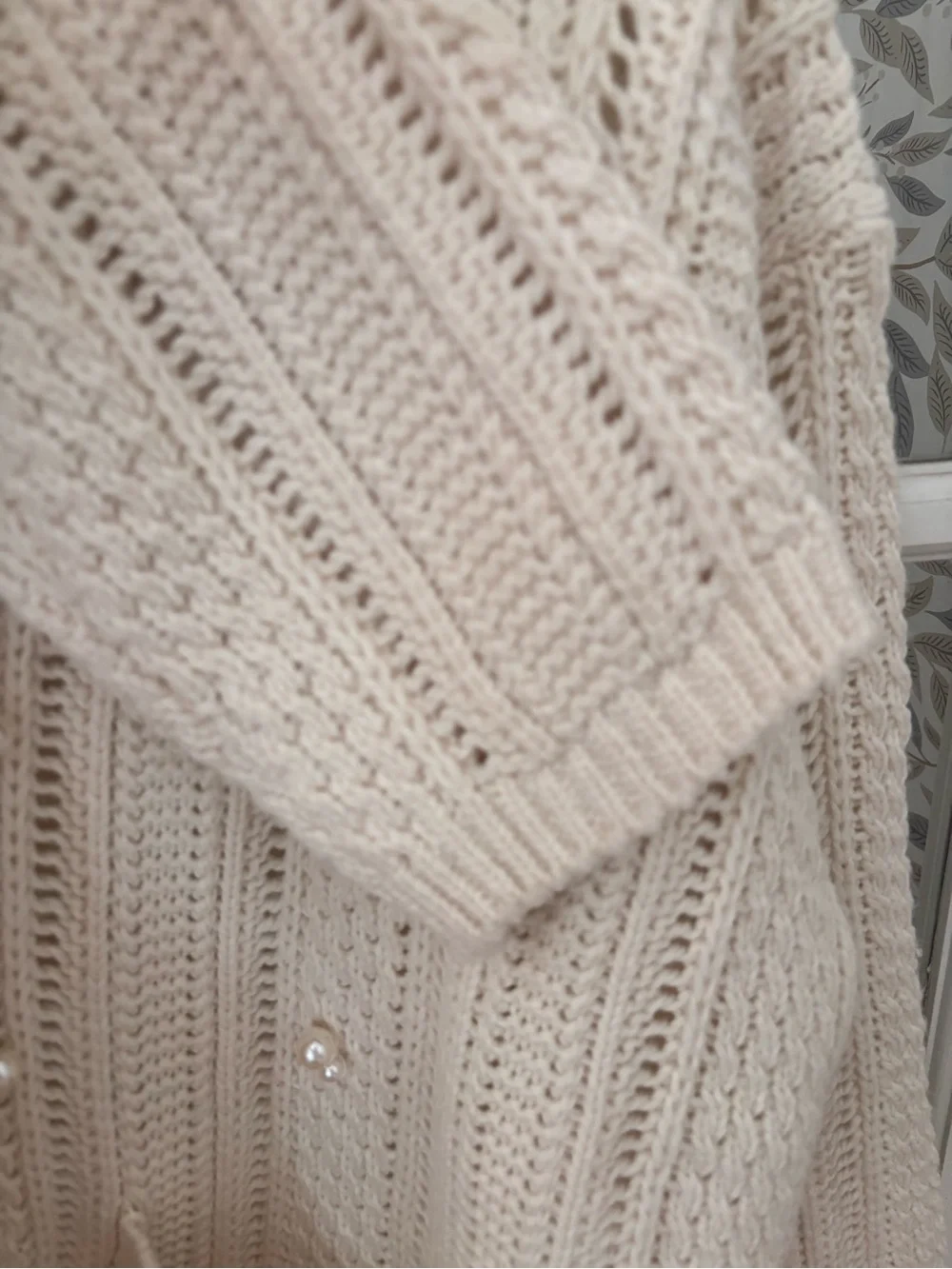 FUTURE COLLECTIVE Oversized Chunky Cardigan Sweater w/ Faux Pearl Accents Sz XXL